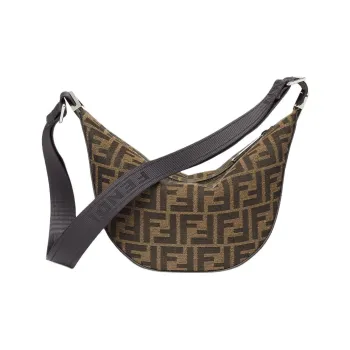 FENDI Calfskin With Jacquard Crossbody Bag Shoulder Bag Men's Brown