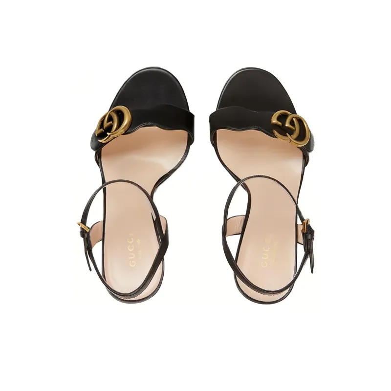 GUCCI Gg 105mm Heeled Sandal Black Leather Women's-2