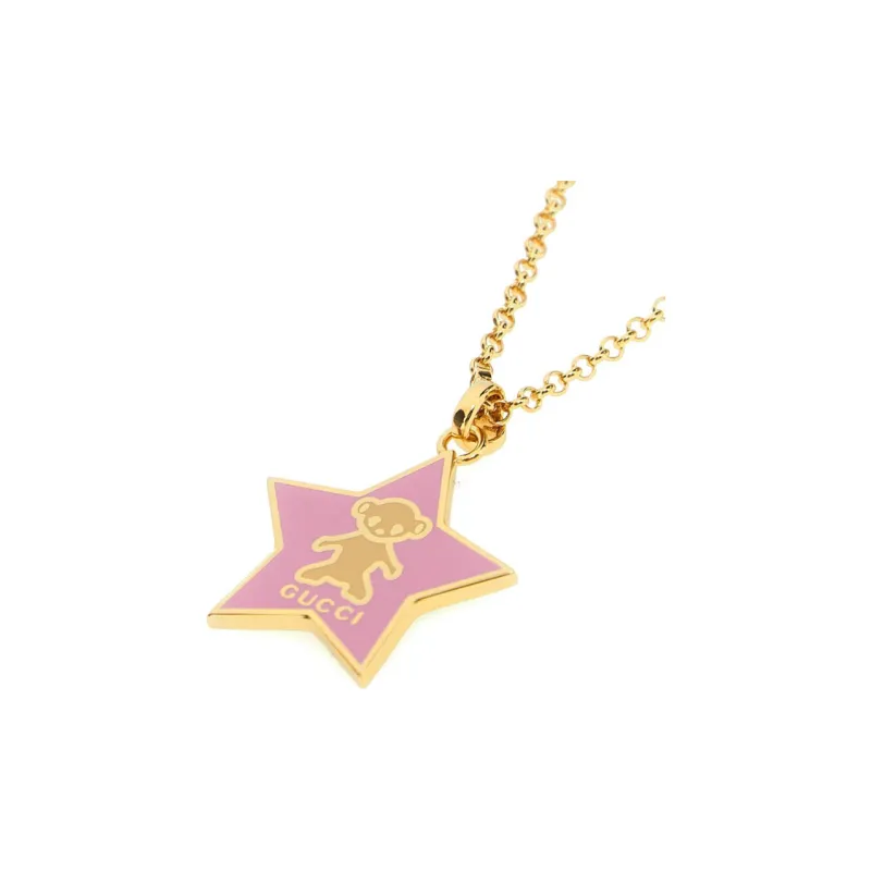 GUCCI Metal Necklaces Women's Gold/Pink-2