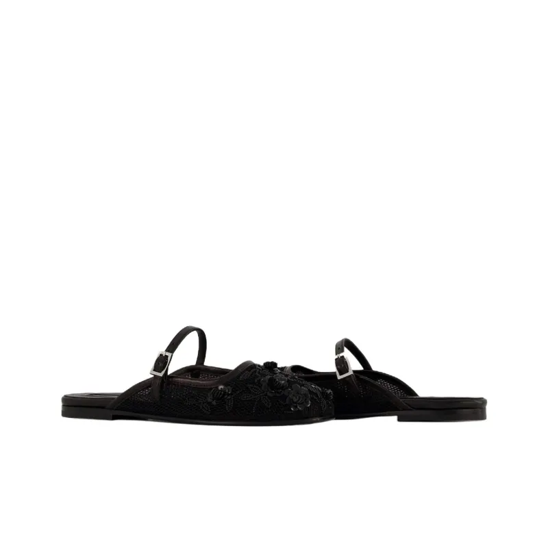NODALETO Wrap-toe Slippers Women's Black-4