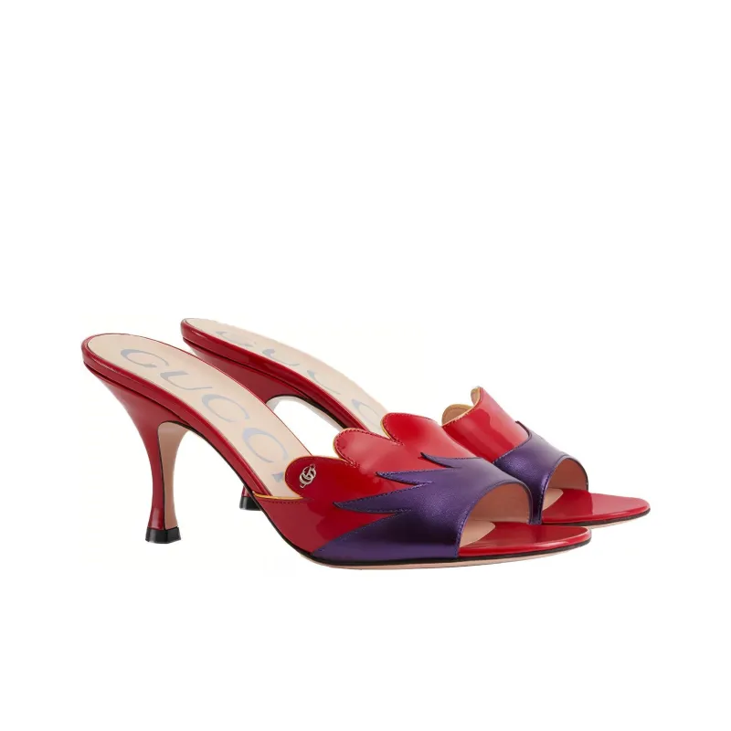 GUCCI Abrasion Resistant Slide Slippers Women's Red Purple-1