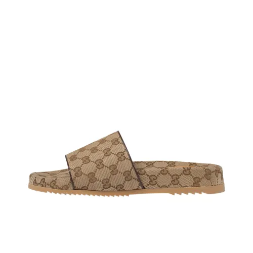 GUCCI GG Slide Beige Canvas