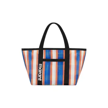 ISABEL MARANT Darwen Nylon Tote Bag, Shopping Bag, Handbag, Shoulder Bag Women's White & Blue & Orange