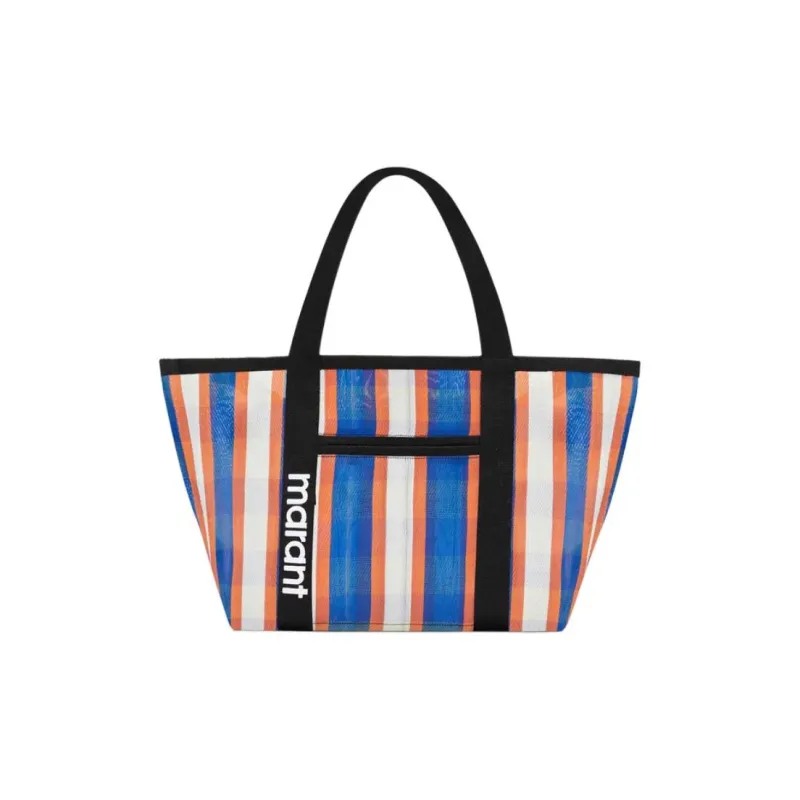 ISABEL MARANT Darwen Nylon Tote Bag, Shopping Bag, Handbag, Shoulder Bag Women's White & Blue & Orange-0