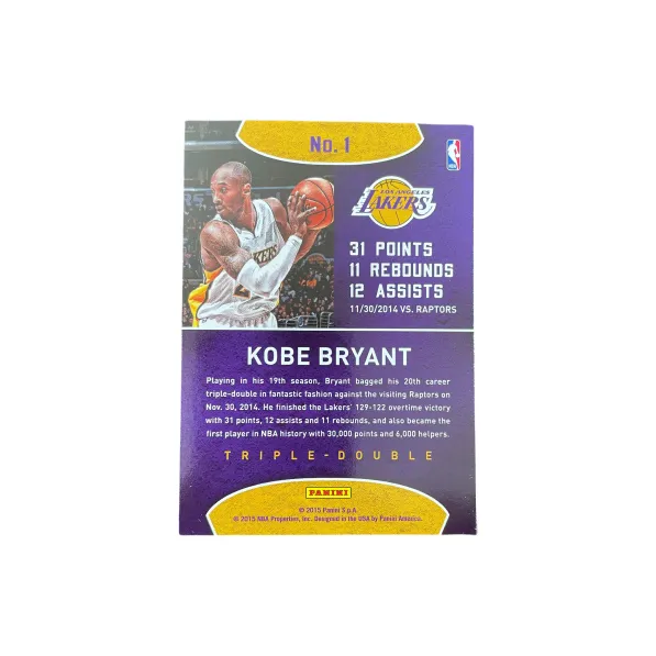 PANINI 2015 Lakers Kobe Bryant Data Special Card Team Leader Player Card Product Access Sports Cards 1 Pc-1