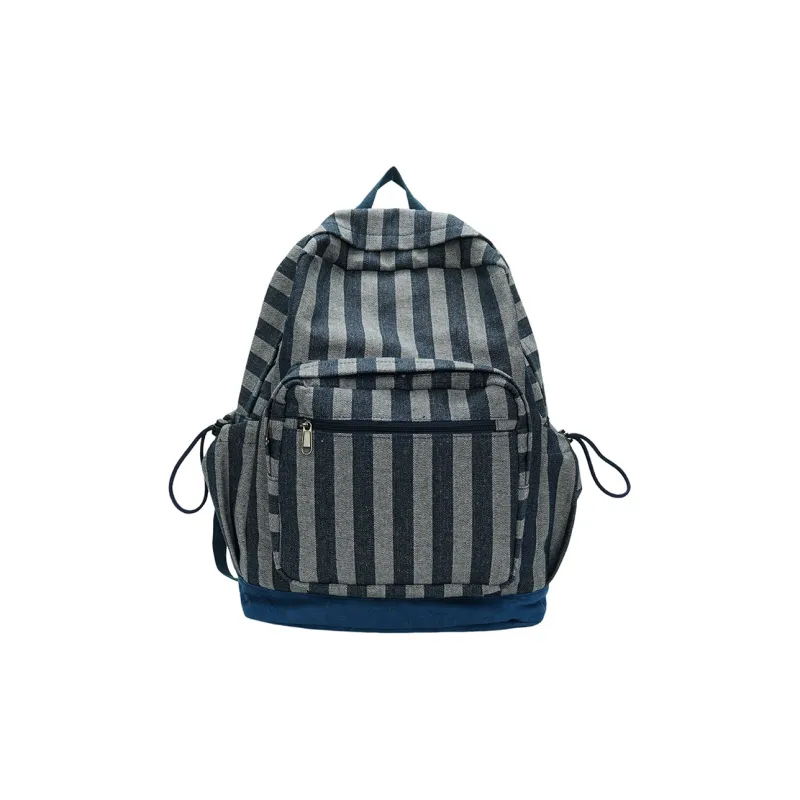 Debecca Polyester Backpack Large Size Unisex Blue/Red Stripes Gray-8