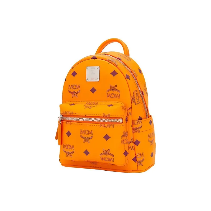 MCM Stark Visetos Leather Handbags Crossbody Bags Backpacks Women's Orange-1