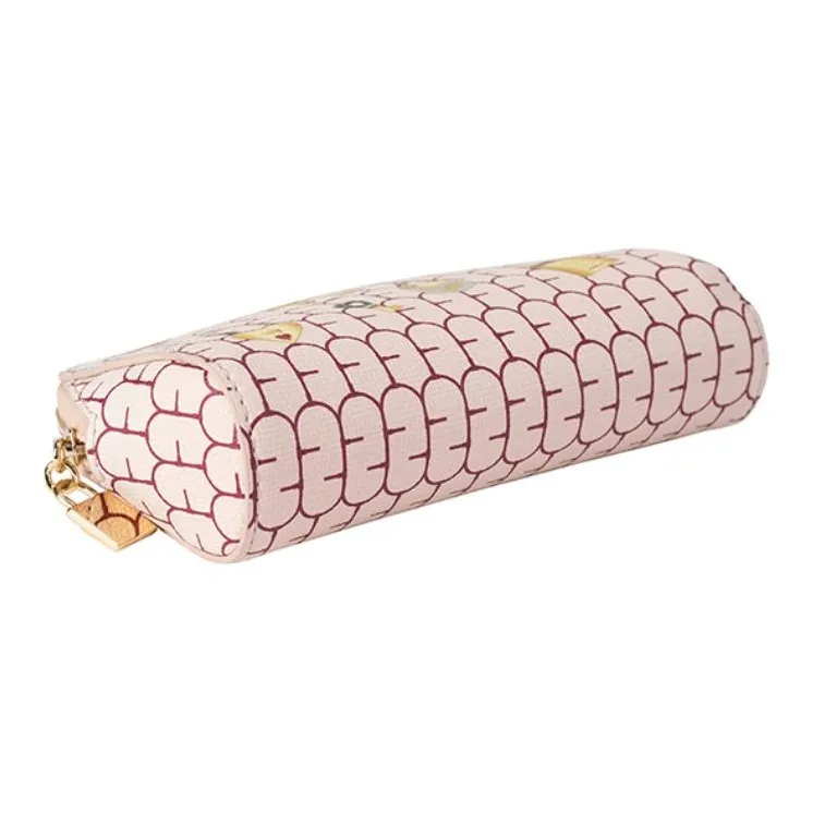 Furla Layered Cow Leather Clutch Makeup Bag Medium Size Women's Pink-4