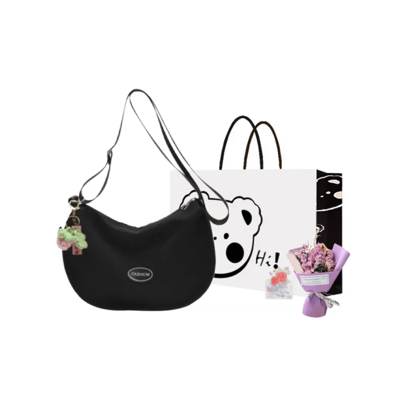 NX DOUGHNUT Canvas Bag, Crossbody Bag Women's Ecru With Charm/Black With Charm/Pink With Charm-26