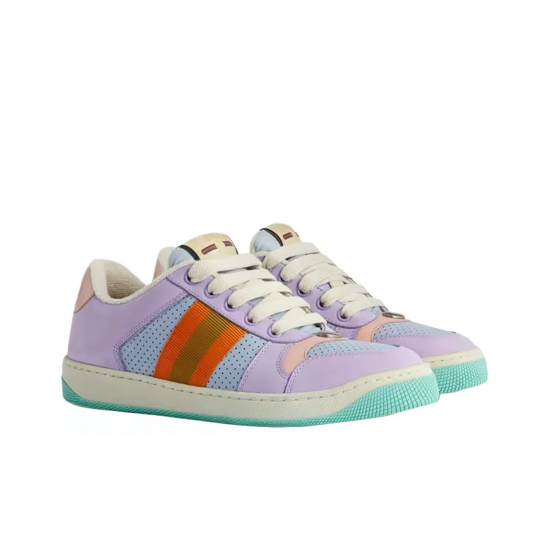 GUCCI Screener Lovelight Low Top Stylish Skateboarding Shoes Women's Purple Blue Orange-1