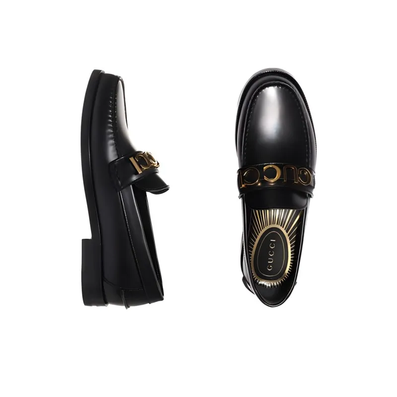 GUCCI Leather Loafers Black-4