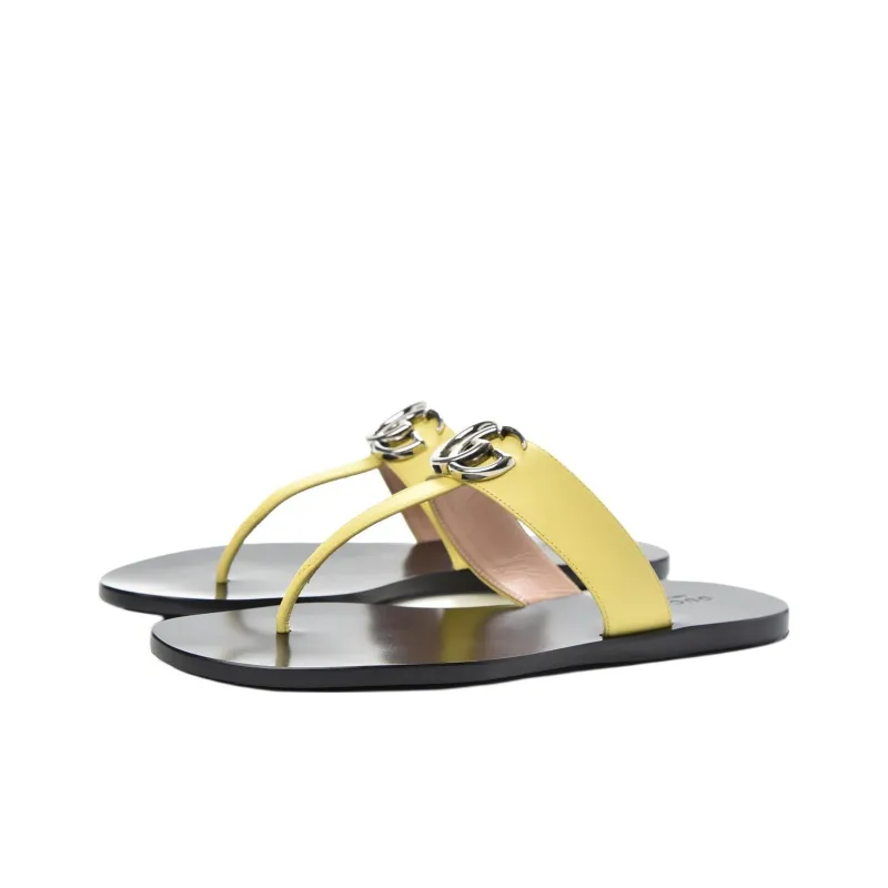 GUCCI Leather Sandals Yellow Women's-2