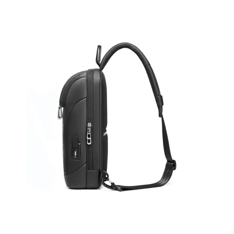 Ssweisiker Laminated Oxford Cloth Crossbody Bag Unisex Black-2