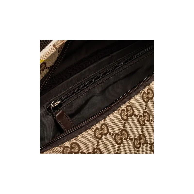 GUCCI Canvas Fanny Pack Small Size Men's Beige & Ebony-3