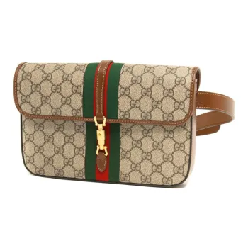GUCCI Jackie 1961 Canvas With Leather Trim Messenger Bag Canvas Bag Fanny Pack Small Size Unisex Ebony
