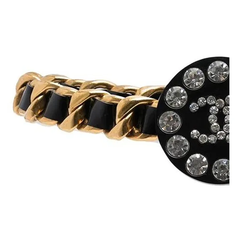CHANEL 1980 1990s Cc Rhinestone embellished Belt-2