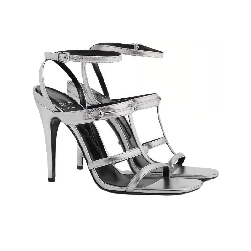 GUCCI Horsebit Strap Sandals Women's Silver-1