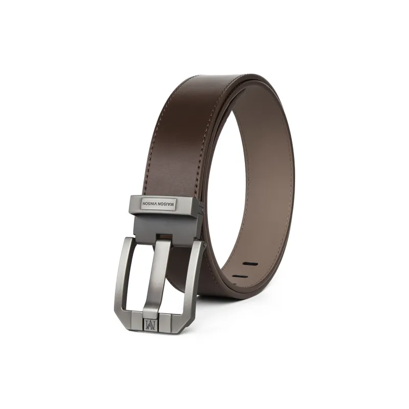 MAISON VINSON Trendy, Pin Buckle Business Cow Split Leather Belts Men's Width 4cm-9