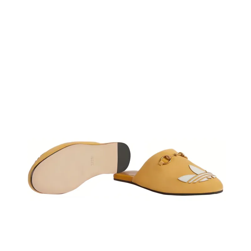 GUCCI Adidas X GUCCI Women's Trefoil Slipper 'Yellow Suede' Women's-5
