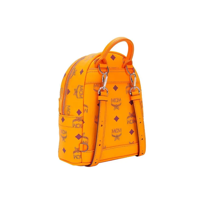 MCM Stark Visetos Leather Handbags Crossbody Bags Backpacks Women's Orange-2