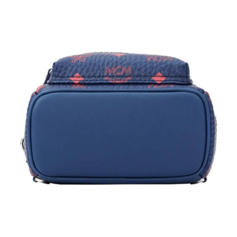 MCM PVC Backpack Women's Dark Blue-4