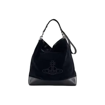 Vivienne Westwood Suede Calfskin Tote Bag Shopping Bag Handbag Shoulder Bag Women's Black