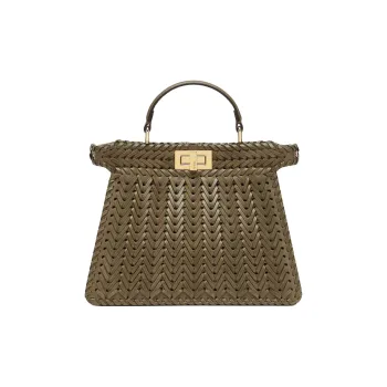 FENDI Peekaboo ISeeU Suede Shoulder Bag, Crossbody Bag, Handbag Small Size Women's Green