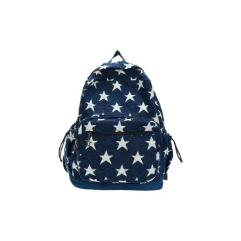 Debecca Polyester Backpack Large Size Unisex Blue/Red Stripes Gray