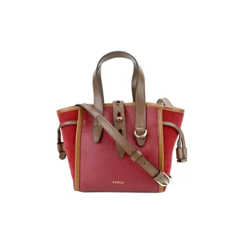 Furla Net Collection Calfskin Suede Tote Bag Shopping Bag Shoulder Bag Handbag Mini Women's Red