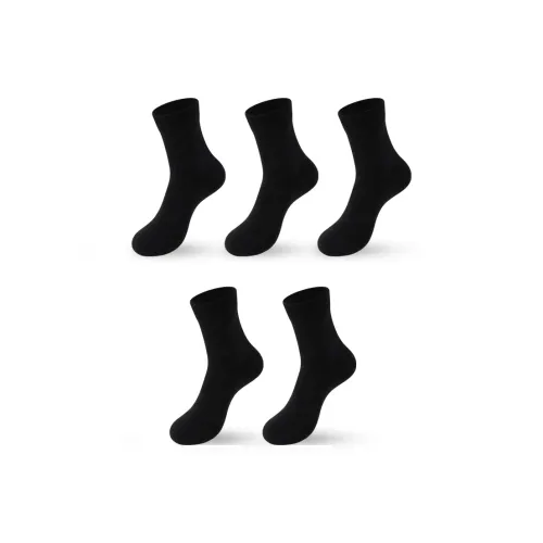 INVISIBLE Mid Calf Socks Men's 5 Pack Black