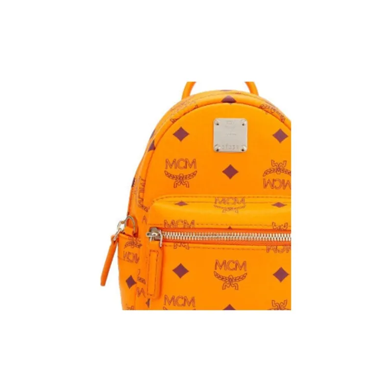 MCM Stark Visetos Leather Handbags Crossbody Bags Backpacks Women's Orange-4