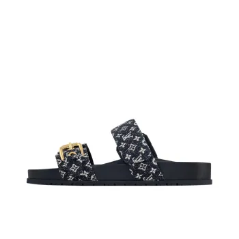 LOUIS VUITTON Bom Dia Slide Slippers Women's Dark Blue
