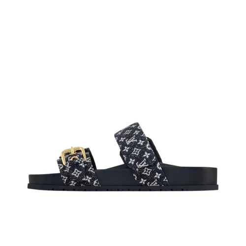 LOUIS VUITTON Bom Dia Slide Slippers Women's Dark Gaga