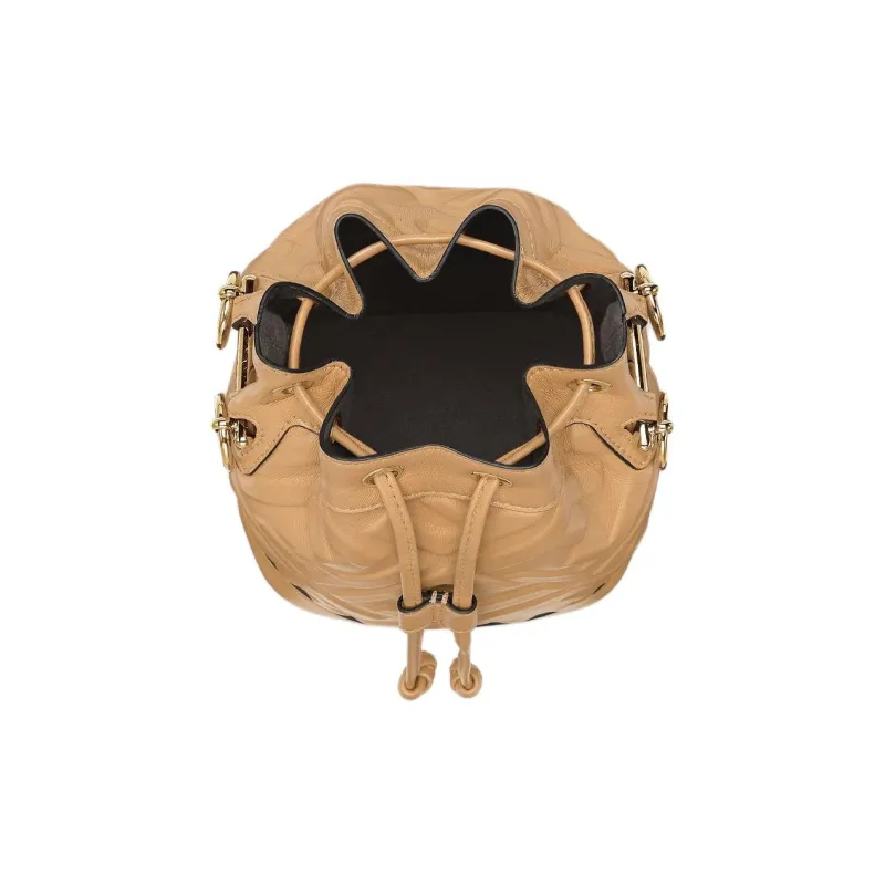 FENDI Mon Tresor Calfskin Bucket Bag, One Shoulder Handbag Mini Women's Beige-3