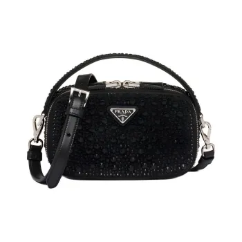 PRADA Satin Handbag Shoulder Bag Crossbody Bag Mini Women's Black