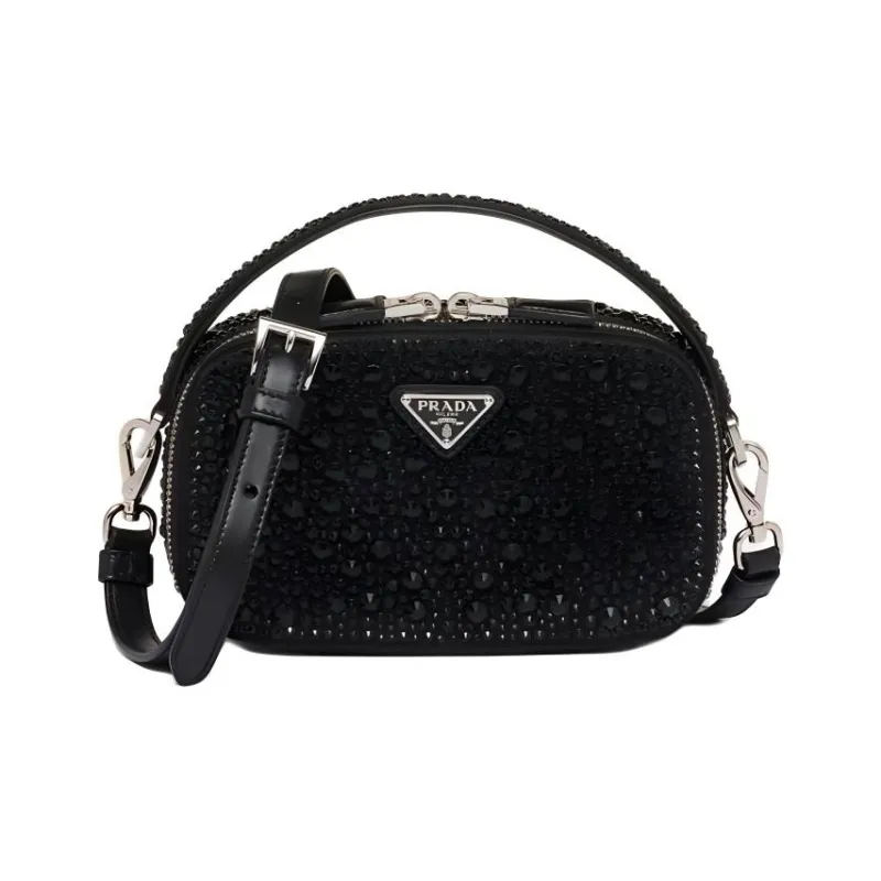 PRADA Satin Handbag Shoulder Bag Crossbody Bag Mini Women's Black-0