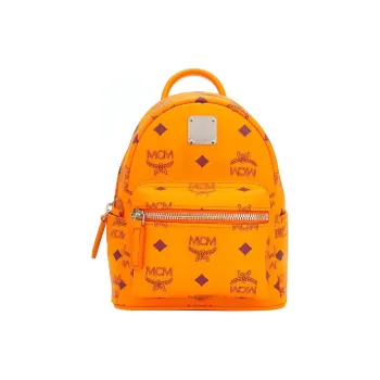 MCM Stark Visetos Leather Handbags Crossbody Bags Backpacks Women's Orange