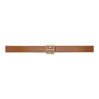 GIVENCHY Logo Emblem Smooth Buckle Calfskin Leather Belts Women's Brown Width: 2.5CM