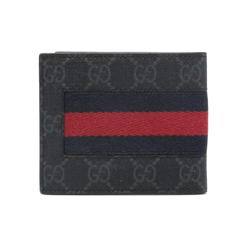 GUCCI Canvas With Leather Wallet Mini Men's Black Gray Color-6