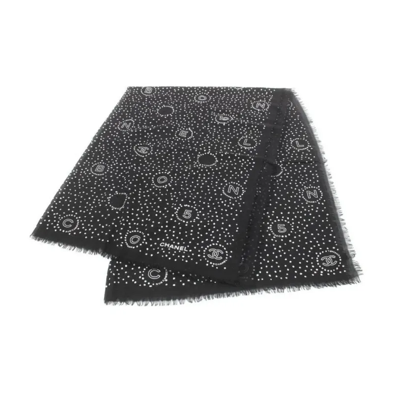 CHANEL 1986-1988 CC-print Cashmere Scarf-0