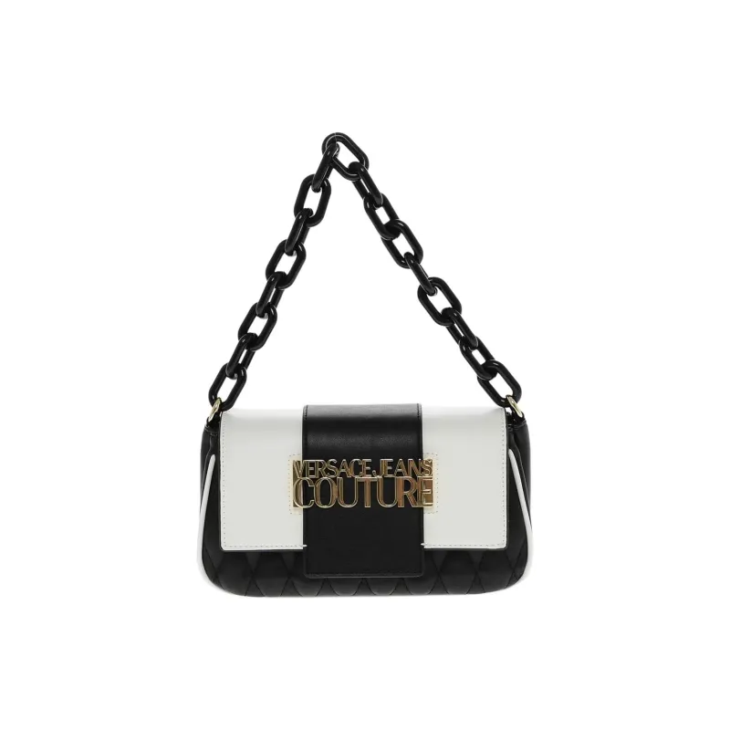 VERSACE JEANS COUTURE Polyester Handbag Shoulder Bag Women's Black & White-1