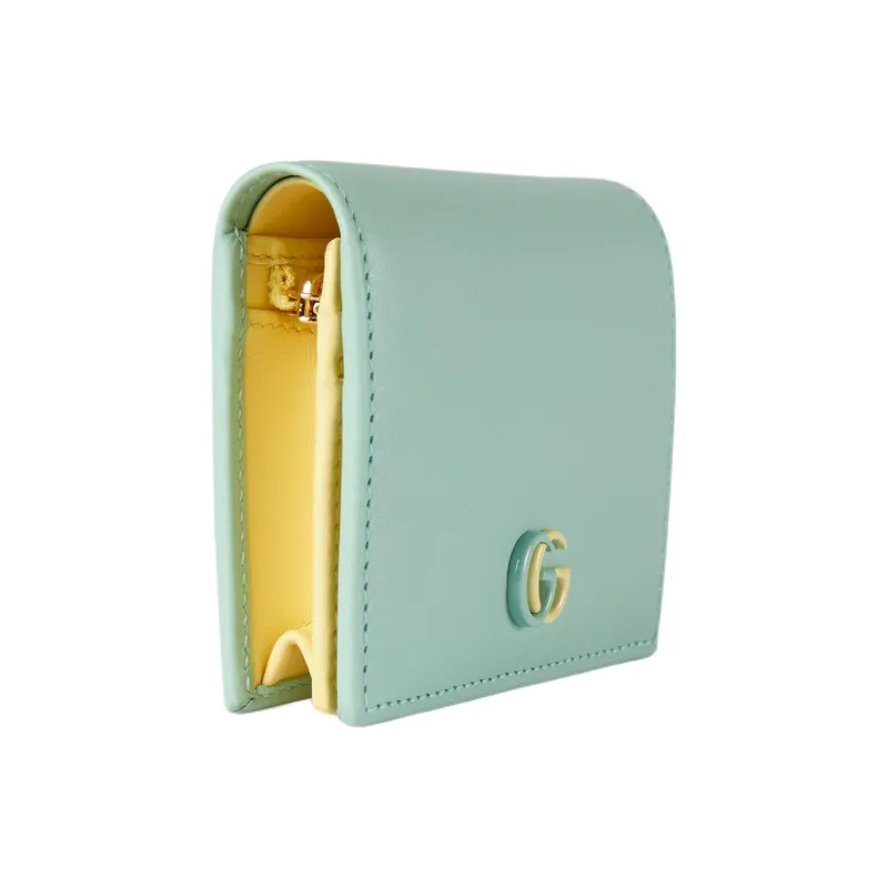 GUCCI GG Marmont Leather Card Holder Women's Light Green & Light Yellow-1