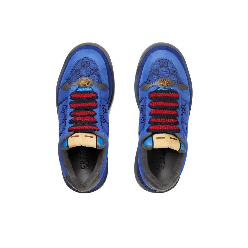 GUCCI Screener Distressed Shoes Low Top Casual Shoes Men's Blue-3