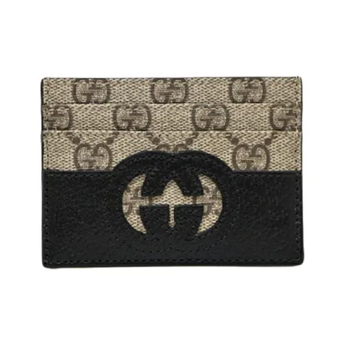 GUCCI GG Canvas With Leather Card Holder Men's Black/Ebony
