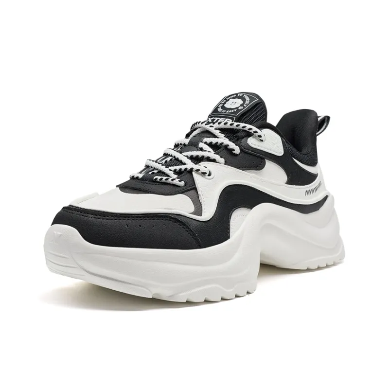 XTEP Cotton Candy Height Increasing Low Top Casual Shoes Women's Black/Canvas White-2