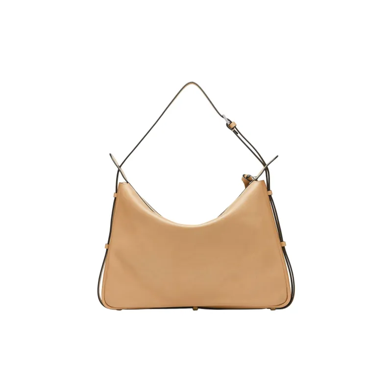 FENDI Calfskin Handbag Shoulder Bag Large Size Women's Beige-2