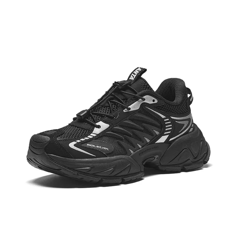 Anta Star Moon 2 Breathable Height Increasing Low Top Casual Shoes Women's Basic Black-1