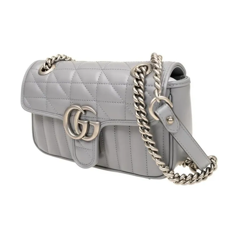 GUCCI GG Marmont Leather Crossbody Bags Shoulder Bags Mini Women's Gray-1