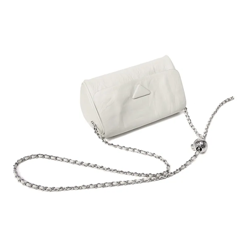 Carnival Keep Top Grain Cow Leather Pillow Shoulder Bag Regular Women's White/Black-2