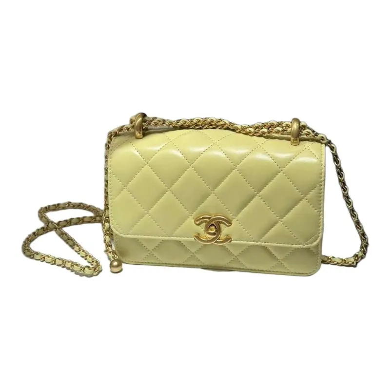 CHANEL Calfskin Flap Bag, Envelope Bag, Shoulder Bag, Crossbody Bag Mini Women's Yellow-1